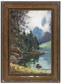 KAISER-HERBST Carl Autumnal Landscape; Docked Boats, Possibly Venice; And A Lake With Mountains Beyond KAISER-HERBST Carl Autumnal Landscape; Docked Boats, Possibly Venice; And A Lake With Mountains Beyond