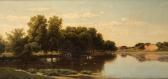 KAMENEV Lev Lvovich A River Landscape With A Washerwoman KAMENEV Lev Lvovich A River Landscape With A Washerwoman