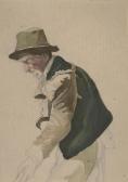 KANOLDT Edmund Friedrich Ein Bauer Bei Der Arbeit. Verso: Italienische Landschaft. KANOLDT Edmund Friedrich Ein Bauer Bei Der Arbeit. Verso: Italienische Landschaft.