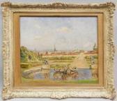 KAUFMANN Philipp Friedrich View Of A Fountain And Terrace With Roof Tops Of A City Beyond KAUFMANN Philipp Friedrich View Of A Fountain And Terrace With Roof Tops Of A City Beyond