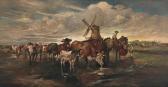 KEELHOFF Jean Shepherds With Cattle In Heathland KEELHOFF Jean Shepherds With Cattle In Heathland