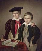 KEIL Friedrich Knee-length Portrait Of Two Boys By A Table KEIL Friedrich Knee-length Portrait Of Two Boys By A Table