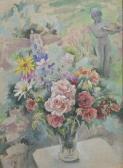 KELLY Frances Still Life With Flowers And Statue KELLY Frances Still Life With Flowers And Statue