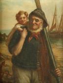 KENDRICK Sydney Percy Fisherman Returning With Child On Shoulder KENDRICK Sydney Percy Fisherman Returning With Child On Shoulder