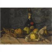 KERLING Anna Elisabeth A Still Life With A Bottle And Fruit In A Basket KERLING Anna Elisabeth A Still Life With A Bottle And Fruit In A Basket