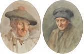 KERR Henry Wright Elderly Scottish Man In Traditional Tam And Elderly Woman In A Cap KERR Henry Wright Elderly Scottish Man In Traditional Tam And Elderly Woman In A Cap