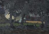 KERRIGAN J Farm Buildings Through The Trees KERRIGAN J Farm Buildings Through The Trees