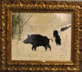 KERROLF R. Wildschweinrotte Im Winterlichen Wald KERROLF R. Wildschweinrotte Im Winterlichen Wald