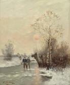 KESLING A.V. Wintersonne Über Dorflandschaft Mit Personenstaffage KESLING A.V. Wintersonne Über Dorflandschaft Mit Personenstaffage