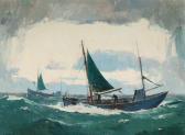 KIELLAND-BRANDT Sigurd Seascape With Fishing Boats KIELLAND-BRANDT Sigurd Seascape With Fishing Boats