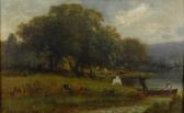 KING George W. Figures In A Landscape With Boat KING George W. Figures In A Landscape With Boat