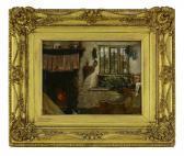 KING Henry John Yeend A Cat By A Fireplace In A Cottage Interior KING Henry John Yeend A Cat By A Fireplace In A Cottage Interior