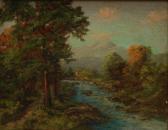 KING Henry John Yeend Landscape Scene Of A Stream Through The Mountains KING Henry John Yeend Landscape Scene Of A Stream Through The Mountains
