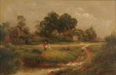 KING Herbert F. Continental Scenic Cottages And Figures In Landscape KING Herbert F. Continental Scenic Cottages And Figures In Landscape