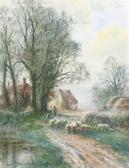 KINNAIRD Henry John A Shepherd Herding His Flock Along A Country Track KINNAIRD Henry John A Shepherd Herding His Flock Along A Country Track