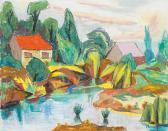 KIRCHHEIM Gerhard Landschaft Mit Zwei Häusern An Einem Weiher KIRCHHEIM Gerhard Landschaft Mit Zwei Häusern An Einem Weiher