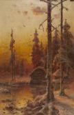 KLEVER von Julius Sergius Winter Evening In The Village KLEVER von Julius Sergius Winter Evening In The Village