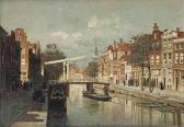 KLINKENBERG Johannes Christiaan A Sunlit Canal In A Dutch Town KLINKENBERG Johannes Christiaan A Sunlit Canal In A Dutch Town