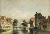 KLINKENBERG Johannes Christiaan A Sunlit Canal With A Draw-bridge KLINKENBERG Johannes Christiaan A Sunlit Canal With A Draw-bridge