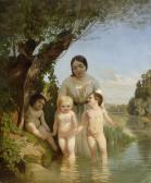 KNAUS Ludwig Mother With Three Children By A River KNAUS Ludwig Mother With Three Children By A River