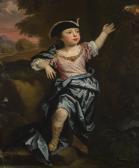 KNELLER Godfrey Portrait Of A Boy, Full-length, Wearing A Tricorn Hat, Standing In A Landscape With A Parrot KNELLER Godfrey Portrait Of A Boy, Full-length, Wearing A Tricorn Hat, Standing In A Landscape With A Parrot