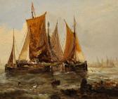 KNIGHT George Fishing Boats In A Coastal Scene KNIGHT George Fishing Boats In A Coastal Scene