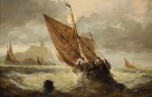 KNIGHT George Sailing Boat Off Whitby In Moonlight KNIGHT George Sailing Boat Off Whitby In Moonlight