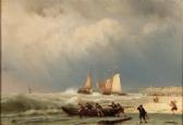 KOEKKOEK Jan Hermann Barend Fishermen On The Beach With An Approaching Storm KOEKKOEK Jan Hermann Barend Fishermen On The Beach With An Approaching Storm