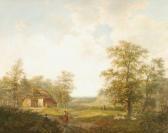KOEKKOEK Marinus Adrianus Figures Approaching A Farm Building In Awooded Landscape KOEKKOEK Marinus Adrianus Figures Approaching A Farm Building In Awooded Landscape