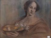 KOGEL Linda Woman With Bowl Of Tulips KOGEL Linda Woman With Bowl Of Tulips