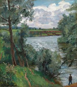 Piotr Petrovich Konchalovsky - On The River Protva. Fisherman