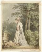 KONIG Franz Niklaus A Young Girl Kneeling At A Wayside Cross KONIG Franz Niklaus A Young Girl Kneeling At A Wayside Cross