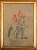 KONSTANTIN-HANSEN Elise Red Tulips In A Flower Pot KONSTANTIN-HANSEN Elise Red Tulips In A Flower Pot