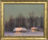 KORECKI Wiktor Cottages In Winter Landscape KORECKI Wiktor Cottages In Winter Landscape