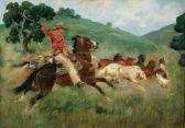 KOSSAK Jerzy Cowboy Rounding Up Wild Horses KOSSAK Jerzy Cowboy Rounding Up Wild Horses