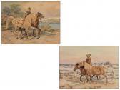 KOSSAK Juliusz Paar Aquarelle Mit Kosaken Und Pferden KOSSAK Juliusz Paar Aquarelle Mit Kosaken Und Pferden