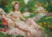 KOSVANEC Vlastimil Jeune Femme Partiellement Dénudée Sur Fond De Jardin Ensoleillé KOSVANEC Vlastimil Jeune Femme Partiellement Dénudée Sur Fond De Jardin Ensoleillé