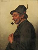 KOTSCHENREITER G. Hugo Gent With A Pipe And Feathered Cap KOTSCHENREITER G. Hugo Gent With A Pipe And Feathered Cap