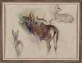KRÖNER Christian Johann Röhrender Hirsch Und Zwei Rehe KRÖNER Christian Johann Röhrender Hirsch Und Zwei Rehe