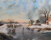 KRATOCHVIL Fr. Dutch Winter Landscape With Skaters On The Ice KRATOCHVIL Fr. Dutch Winter Landscape With Skaters On The Ice