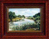 KRATOFIL Blick Vom Blumenbewachsenen Ufer Einen Flusslauf Entlang KRATOFIL Blick Vom Blumenbewachsenen Ufer Einen Flusslauf Entlang