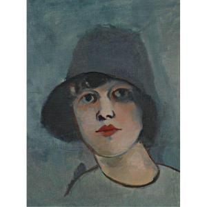Rudolf Kremlicka - Portrait Of A Lady In A Hat