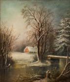 KRIEGHOFF Cornelius David Landscape Painting Of Habitant Winter Scene KRIEGHOFF Cornelius David Landscape Painting Of Habitant Winter Scene