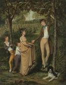 KRIMMEL John Lewis ''the Cherry Pickers'', Children Picking Cherries Near A Seated Dog KRIMMEL John Lewis ''the Cherry Pickers'', Children Picking Cherries Near A Seated Dog