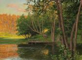 KROUTHEN Johan Sommarlandskap Med Figurer På Brygga Vid Insjö KROUTHEN Johan Sommarlandskap Med Figurer På Brygga Vid Insjö