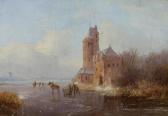 KRUSEMAN Frederik Marianus A Winter Landscape With Figures On A Frozen Lake KRUSEMAN Frederik Marianus A Winter Landscape With Figures On A Frozen Lake
