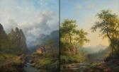 KRUSEMAN Frederik Marianus Pair Of Works: Rocky Mountain Valley With Travellers / Herders With A Herd At A Stream With Ruins In The Background KRUSEMAN Frederik Marianus Pair Of Works: Rocky Mountain Valley With Travellers / Herders With A Herd At A Stream With Ruins In The Background