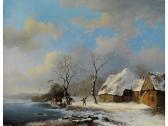 KRUSEMAN Frederik Marianus Winterlandschaft Mit Verrschneiten Katen, Kahlen Bäumen Und Reisigsammlern An Vereistem Ufer KRUSEMAN Frederik Marianus Winterlandschaft Mit Verrschneiten Katen, Kahlen Bäumen Und Reisigsammlern An Vereistem Ufer