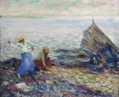 KUHN Walt Two Women Throwing Rocks By Seashore KUHN Walt Two Women Throwing Rocks By Seashore