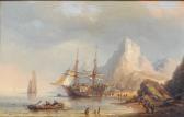 KUWASSEG Karl Josef Navires Français Près D'une Côte Escarpée KUWASSEG Karl Josef Navires Français Près D'une Côte Escarpée